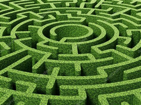 Round Garden Maze With Green Bushes As Walls 3d Illustration — Stock