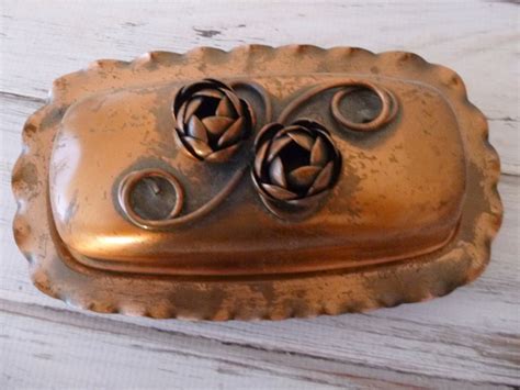 Gregorian Copper Butter Dish Vintage Made In The Usa
