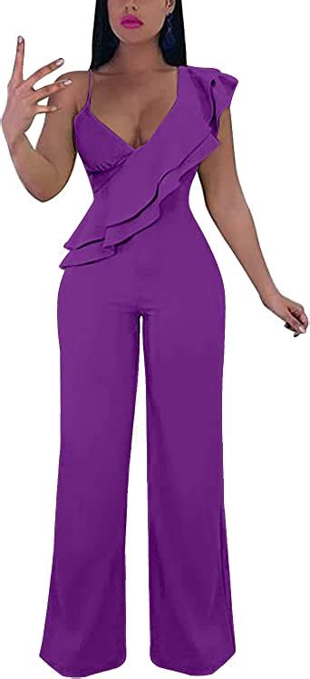 Cosics Women Jumpsuits And Rompers Sexy Deep V Neck Sleeveless Wide Leg Pants
