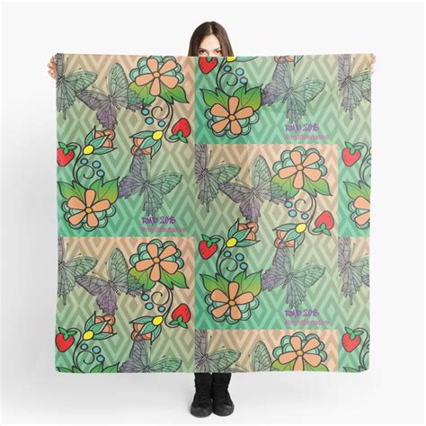 Modern Ojibwe Floral And Butterflys Scarf By