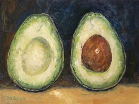 Avocado Study 1 Original Art Oil Painting Kitchen Decor Oil Art