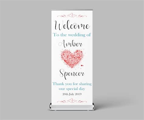 Personalised Roll Up Wedding Banner Stand Welcome Sign Back Etsy Uk