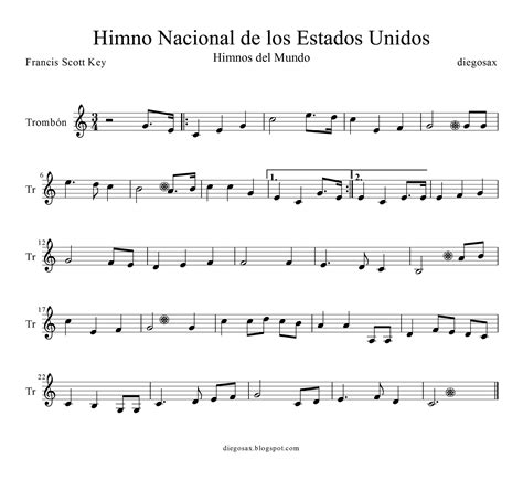 Diegosax Himno Nacional De Los Estados Unidos De América Partituraa
