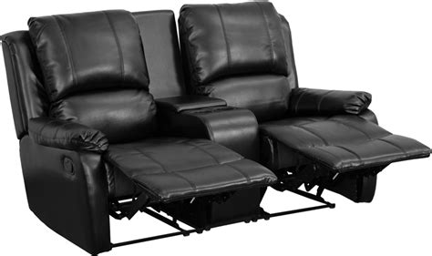 Bestselling items ready to ship! Allure 2-seat Reclining Pillow Back Black Leather Theater ...