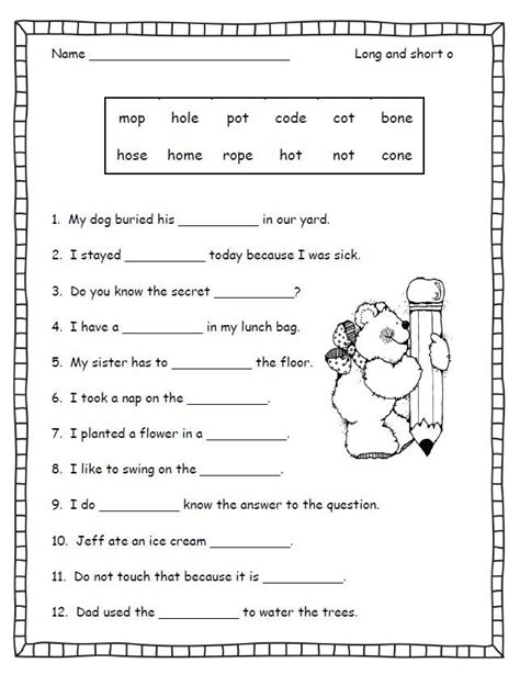 1st Grade Phonics Worksheets