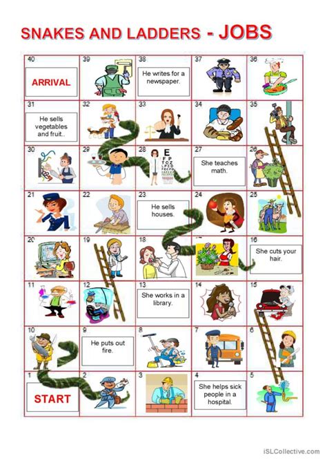 Board Game Jobs English Esl Worksheets Pdf And Doc