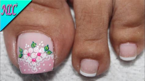 DISEÑO DE UÑAS PARA PIES FLORES SENCILLAS - FLOWERS NAIL ...