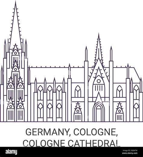 Germany Cologne Cologne Cathedral Travel Landmark Vector Illustration