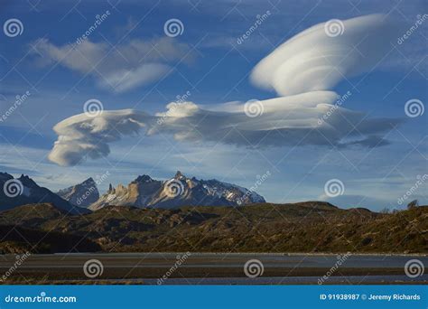 Lenticular Clouds Over Torres Del Paine Stock Image Image Of Paine
