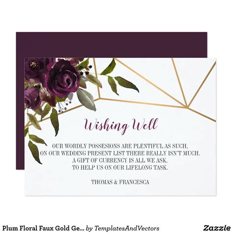 Wishing well by suffer ring, released 20 august 2018 1. Plum Floral Faux Gold Geometric Wishing Well Card | Zazzle ...