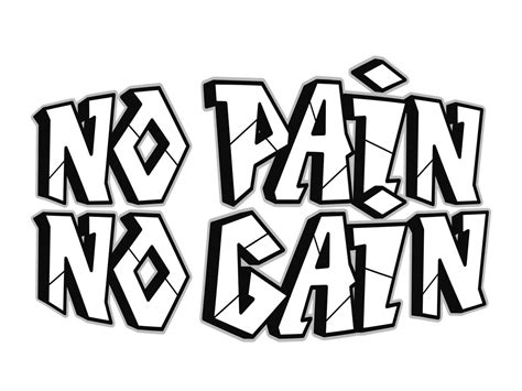 No Pain No Gain Word Graffiti Style Lettersvector Hand Drawn Doodle