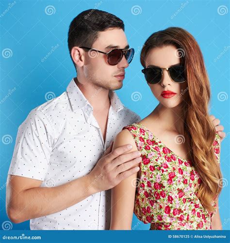 Beautiful Couple In Sunglasses Stock Image Image Of Lovers Emotion 58670125