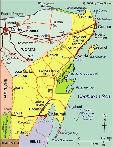 Map Of The State Of Quintana Roo With Cancún Cozumel And Tulum Geo