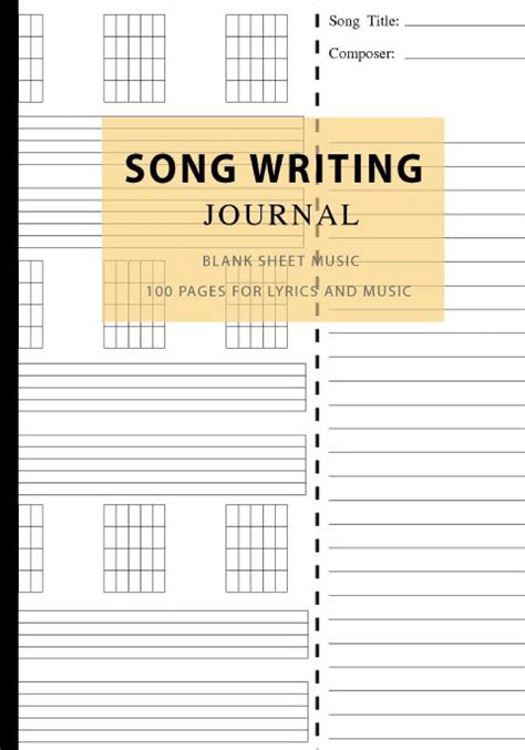 Song Writing Journal Blank Sheet Music 100 Pages For Lyrics And Music