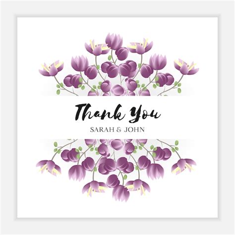 Premium Vector Floral Thank You Card With Purple Flower Frame