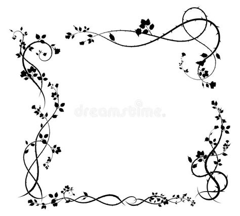 Intricate Frame Rose And Vine With Leaves Plant Stock Vector