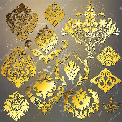 Awesome Golden Damask Elements — Stock Vector © Baavli 6755527