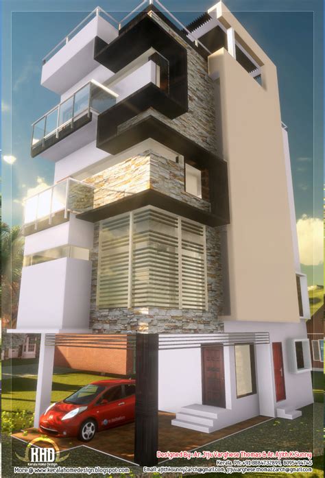 3 Floor contemporary narrow home design | Home Sweet Home
