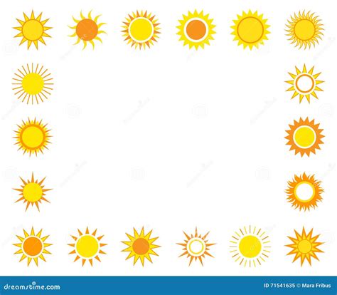 Suns On The Sky Frame Stock Vector Illustration Of Element 71541635