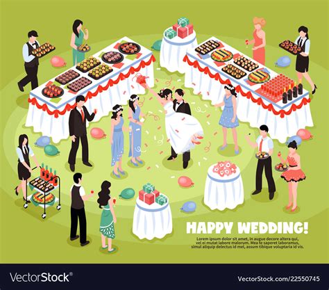 Isometric Wedding Party Background Royalty Free Vector Image