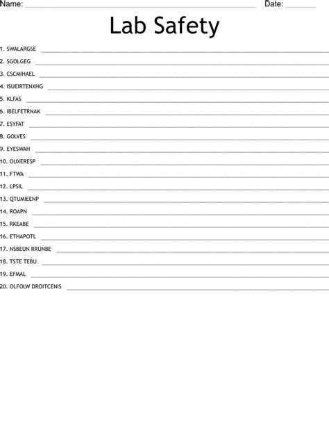 Lab Safety Word Search Wordmint