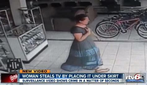 Woman Captured On Video Stealing Tv Under Her Dress In 13 Seconds
