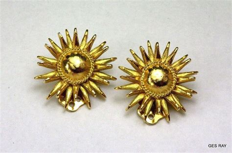 Vintage Kramer Earrings Clip On Gold Textured Kramer Gold Texture