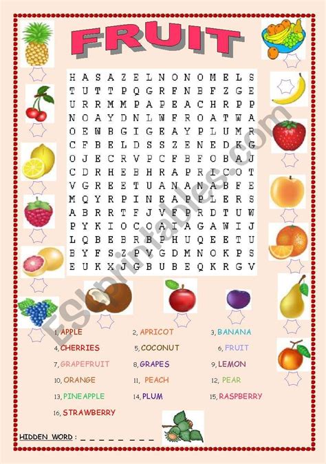 Fruit Word Searches
