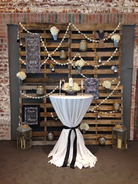 Our Ceremony Backdrop Pallet Wall With Flowers Candles