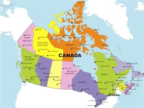 Lower elevations are a dark green color, such as the coastline around the hudson bay. Canada Facts for Kids | Facts about Canada | Family Travel ...