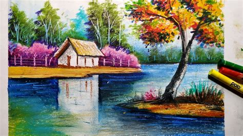 Easy Oil Pastel Scenery Drawing For Beginners Step By Stephow To Draw