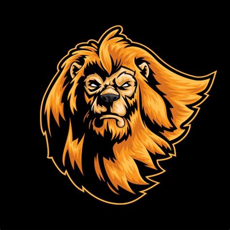 Lion Head Logo Mascot Premium Vector