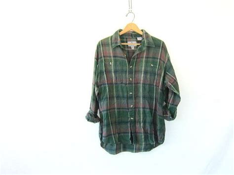 Vintage Green Plaid Flannel Shirt Tomboy Grunge Shirt Etsy