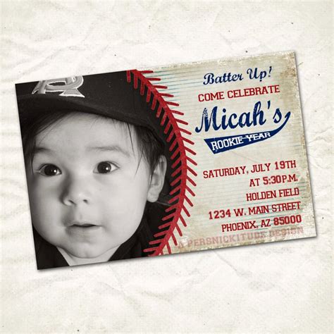 Baseball First Birthday Invite Printable File By Persnickitude 1500