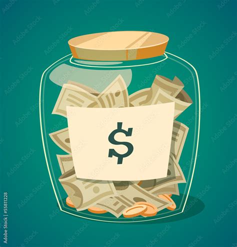 Saving Money Jar Vector Illustration Stock Vector Adobe Stock