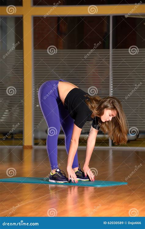 Sporty Girl Does An Extension Bending Down Stock Image Image Of