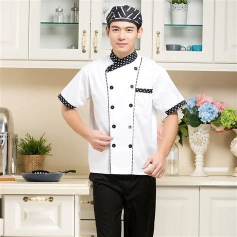 1 Piece Chef Uniformhigh Quality Unisex Short Sleeve Chef Top Jackets