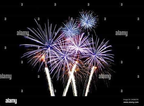 Fireworks Light Up In The Night Sky Celebration Concept Stock Photo