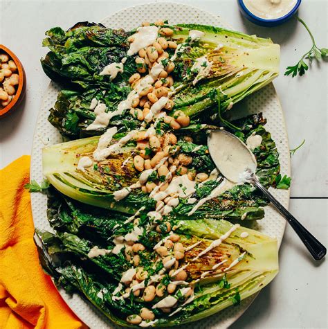 Grilled Romaine Caesar Salad And Herbed Beans Minimalist Baker Recipes