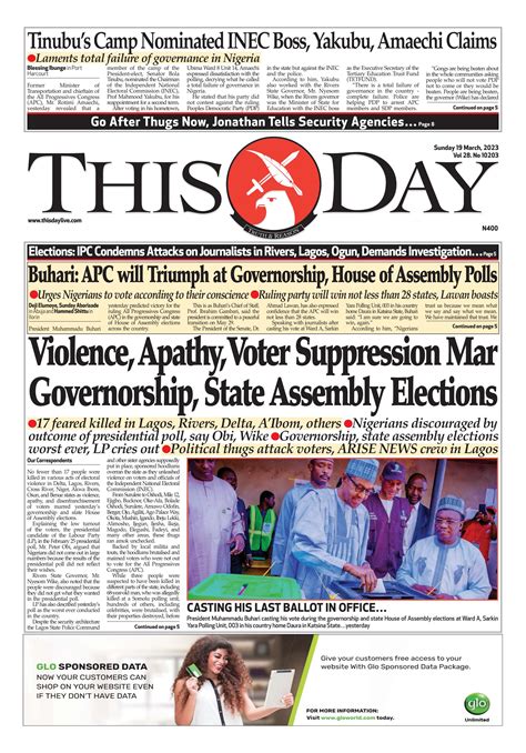 SUNDAY 19TH MARCH 2023 by THISDAY Newspapers Ltd - Issuu