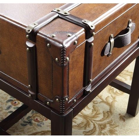 Riverside Furniture Latitudes Suitcase End Table In Aged Cognac Wood