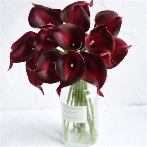 Fiveseasonstuff 10 Stems Real Touch Dark Red Calla Lilies Etsy Canada