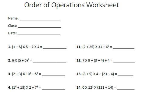 Includes bone identification charts, reading comprehension passages, and a sequencing activity. 5 Order of Operations Worksheet Options | Templates Assistant