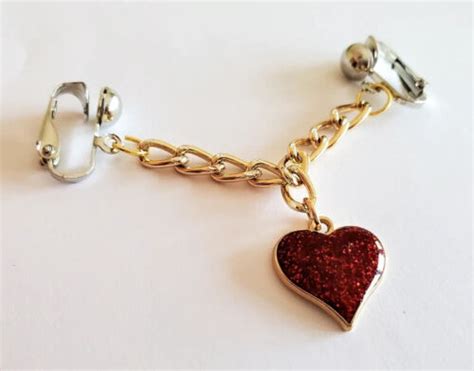 Non Piercing Clit Clip Red Glitter Heart Labia Jewelry Clip Intimate