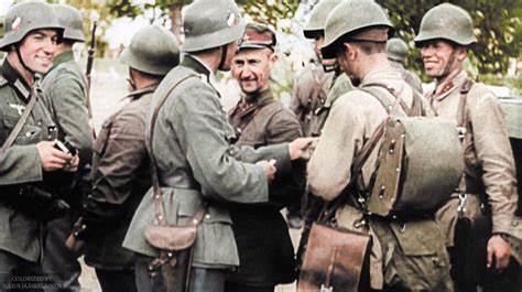 German And Soviet Soldiers Socializing With Each Other At The End Of