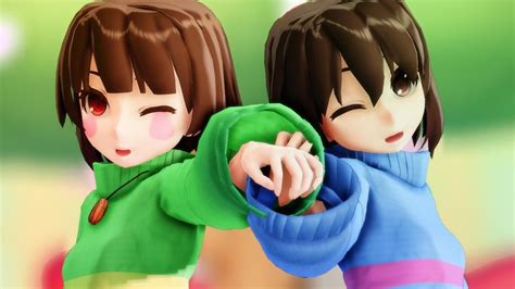 Mmd ♥ Undertale Dive To Blue Chara X Frisk Youtube
