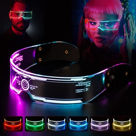 tslbw 7 color neon rave led glasses cyberpunk led visor glasses led sunglasses luminous glasses