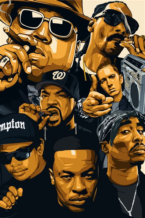 Hip Hop Legends West Coast Rap Eminem Tupac Art Wall Room