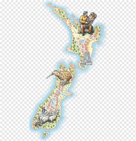 Nueva Zelanda Isla Norte Isla Kiwi Marr N Mapa Ilustraci N Pintado A