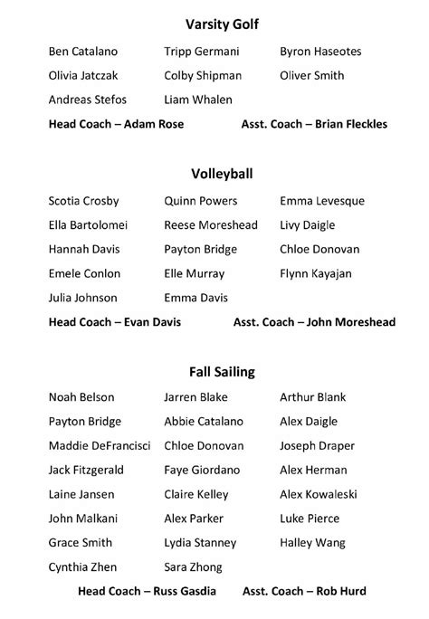 Fall Sports Awards Program - November 14, 2023